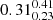 $ 0.31_{0.23}^{0.41} $