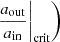 $ \left.\left.{\frac{a_{\mathrm{out}}}{a_{\mathrm{in}}}}\right\vert_{\mathrm{crit}}\right) $