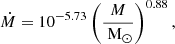 $$ \begin{aligned} \dot{M} = 10^{-5.73}\left(\frac{M}{\text{ M}_\odot }\right)^{0.88}, \end{aligned} $$