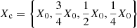 $ X_{\mathrm{c}}=\left\{X_{0},\frac{3}{4}X_{0},\frac{1}{2}X_{0},\frac{1}{4}X_{0}\right\} $