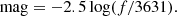 $$ \begin{aligned} \text{ mag} = -2.5 \log (f/3631). \end{aligned} $$