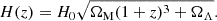$$ \begin{aligned} H(z) = H_{0} \sqrt{\Omega _{\mathrm{M} }(1+z)^{3}+\Omega _{\Lambda }}. \end{aligned} $$