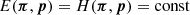 $ E(\boldsymbol{\pi},\boldsymbol{p}) = H(\boldsymbol{\pi},\boldsymbol{p}) = \rm const $
