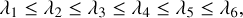 $\[\lambda_1 \leq \lambda_2 \leq \lambda_3 \leq \lambda_4 \leq \lambda_5 \leq \lambda_6,\]$