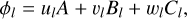 $\[\phi_l=u_l A+v_l B_l+w_l C_l,\]$
