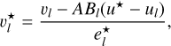 $\[v_l^{\star}=\frac{v_l-A B_l\left(u^{\star}-u_l\right)}{e_l^{\star}},\]$