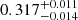 $ 0.317^{+0.011}_{-0.014} $