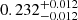 $ 0.232_{-0.012}^{+0.012} $