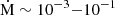 $ {\dot {\mathrm {M}}}\sim 10^{-3}{-}10^{-1} $