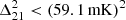$ \Delta _{21}^2 < (59.1\,{\mathrm {mK}})^2 $
