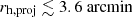 $ r_{\mathrm{h, proj}} \lesssim 3.6~\rm arcmin $