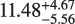 $\[11.48_{-5.56}^{+4.67}\]$