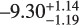 $\[-9.30_{-1.19}^{+1.14}\]$