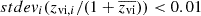 $ stdev_i(z_{\mathrm{vi},i}/(1+\overline{z_{\mathrm{vi}}})) < 0.01 $