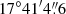 $ 17^{\circ }41^{\prime }4{\mathop {.}\limits ^{\prime\prime } }6 $