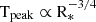$ {\rm T_{peak}\propto R_*^{-3/4}} $