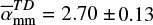 $\overline{\alpha}^{TD}_{\rm mm} = 2.70 \pm 0.13$