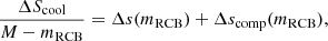 $$ \begin{aligned} \frac{{\Delta S_{\rm cool}}}{M-{m_{\rm RCB}}} = {\Delta s}({m_{\rm RCB}}) + {\Delta s_{\rm comp}}({m_{\rm RCB}}), \end{aligned} $$
