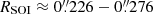 $ R_{\mathrm{SOI}} \approx 0{{\overset{\prime\prime}{.}}}226-0{{\overset{\prime\prime}{.}}}276 $