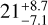 $21_{ - 7.1}^{ + 8.7}$