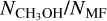 ${N_{{\rm{C}}{{\rm{H}}_3}{\rm{OH}}}}/{N_{{\rm{MF\;}}}}$