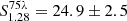 $ S_{1.28}^{75\lambda} = 24.9\pm2.5 $