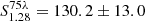 $ S_{1.28}^{75\lambda} = 130.2\pm13.0 $