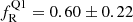 $ f_{\mathrm{R}}^{\mathrm{Q1}} = 0.60 \pm 0.22 $