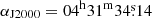 $ \alpha_{\mathrm{J2000}} = 04^{\mathrm{h}}31^{\mathrm{m}}34{{\overset{\text{s}}{.}}}14 $