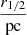 $ \frac {r_{1/2}}{{\textrm {pc}}} $