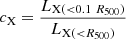 $ c_{{\textrm {X}}}=\dfrac {L_{{\textrm {X}}(< 0.1\ R_{500})}}{L_{{\textrm {X}}(< R_{500})}} $
