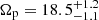 $ \Omega_{\mathrm{p}} = 18.5 ^{+1.2}_{-1.1} $