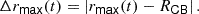 $$ \begin{aligned} \Delta r_\mathsf {max} (t) = \left| r_\mathsf {max} (t) - R_\mathsf {CB} \right|. \end{aligned} $$