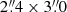 $ 2{{\overset{\prime\prime}{.}}}4\times3{{\overset{\prime\prime}{.}}}0 $