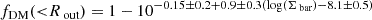 $$ \begin{aligned} f_{\mathrm{DM}} ({ < }R_{\text{ out}})&= 1- 10^{-0.15\pm 0.2 + 0.9\pm 0.3(\log (\Sigma _{\text{ bar}}) - 8.1\pm 0.5)} \end{aligned} $$