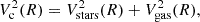 $$ \begin{aligned} V^2_{\rm c}(R) = V^2_{\mathrm{stars} }(R) + V^2_{\mathrm{gas} }(R), \end{aligned} $$