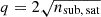 $ q = 2\sqrt{n_{\mathrm{sub,\,sat}}} $