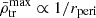 $ \bar{\rho}_{\mathrm{tr}}^{\mathrm{max}}\propto 1/r_{\mathrm{peri}} $