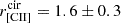 $ r_{\mathrm {[CII]}}^{\mathrm {cir}} = 1.6 \pm 0.3 $