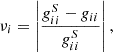 $$ \nu _i = \left |\frac {g_{ii}^S-g_{ii}}{g_{ii}^S}\right |, $$