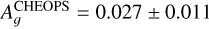 $A_g^\text{\cheops{}}=0.027\pm0.011$