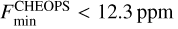 $F_\text{min}^\text{\cheops{}}<12.3\,\text{ppm}$