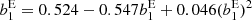 $ b_{1}^{\mathrm{E}} = 0.524 - 0.547 b_{1}^{\mathrm{E}} + 0.046 (b_{1}^{\mathrm{E}})^2 $