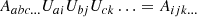 $$ \begin{aligned} A_{abc\ldots } U_{ai} U_{bj} U_{ck} \ldots&= A_{ijk\ldots } \end{aligned} $$