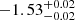 $ -1.53_{-0.02}^{+0.02} $