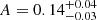 $ A = 0.14_{-0.03}^{+0.04} $
