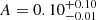 $ A = 0.10_{-0.01}^{+0.10} $