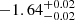 $ -1.64_{-0.02}^{+0.02} $