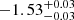 $ -1.53_{-0.03}^{+0.03} $