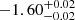 $ -1.60_{-0.02}^{+0.02} $